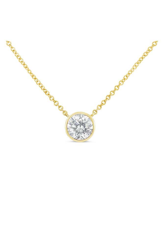 1/2 Carat Round Brilliant-Cut Diamond Modern Bezel-Set Solitaire Necklace